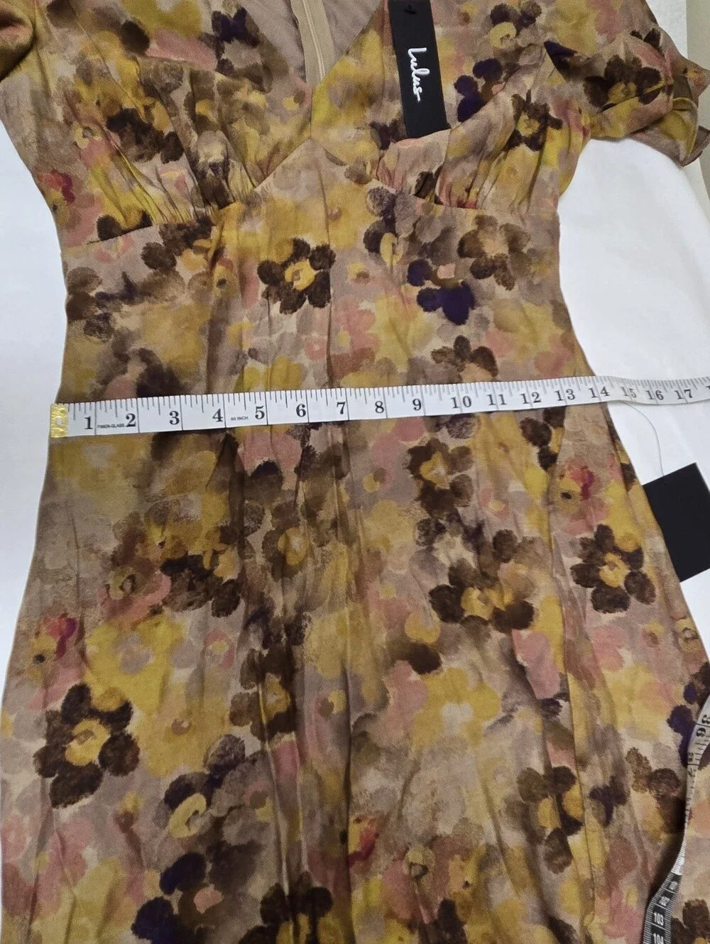 NWT Marvelously Stylish Brown Floral Flutter Sleeve Midi Dress Size M